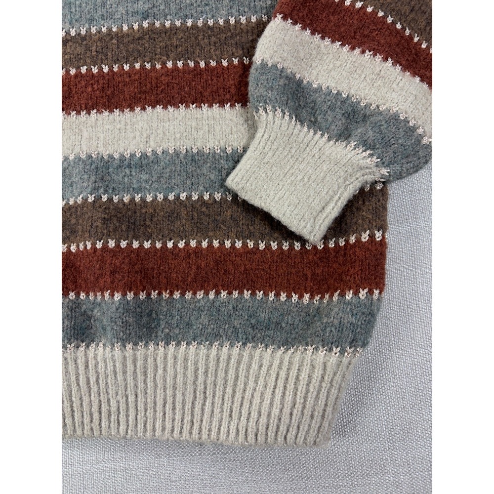 Davi & Dani Women's Knit Sweater Gray Brown Cream Striped Size Small - Picture 6 of 16